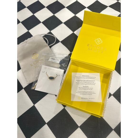 Kendra Scott Gold Blue Iridescent pendent NWT necklace jewelry - Picture 1 of 4